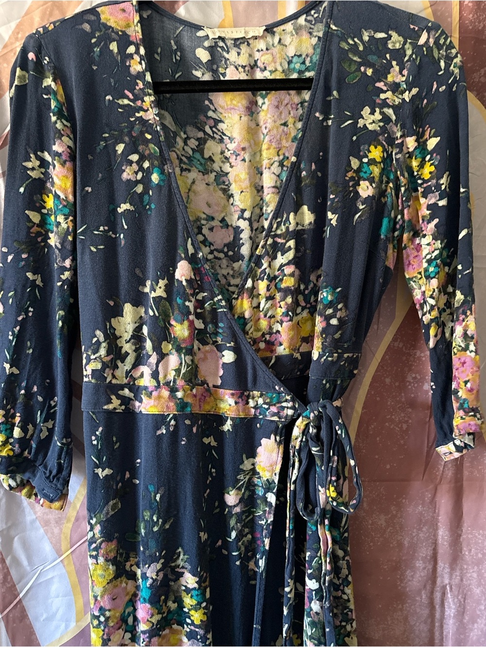 Love Stitch Navy Floral Wrap Maxi Dress